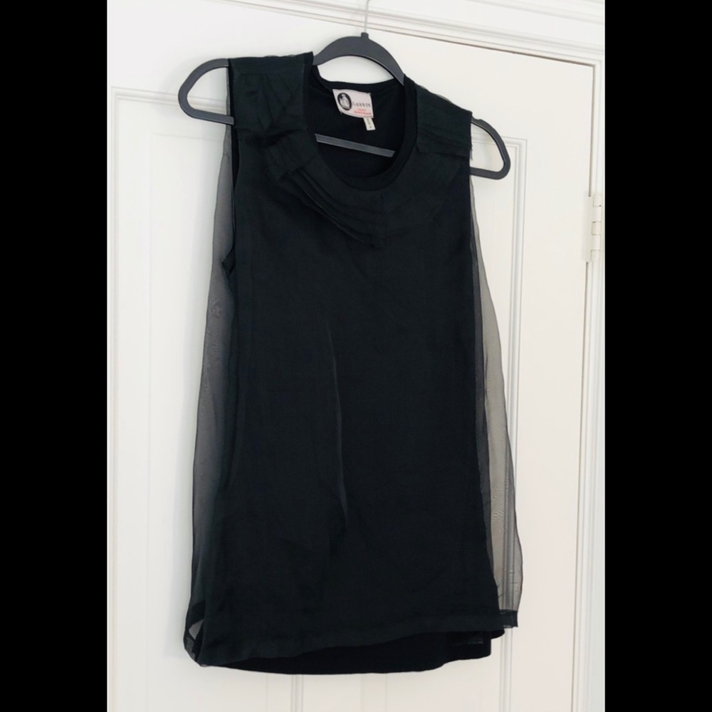 Lanvin black tulle jersey t shirt L